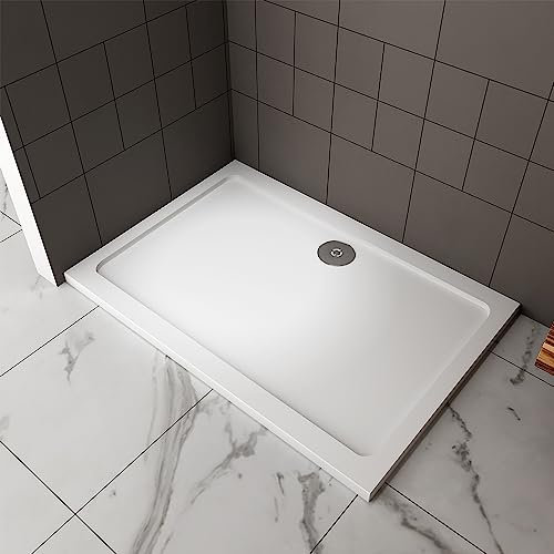Shower Enclosure Base White Rectangle Shower Stone Tray 1100X700MM Include Waste Trap