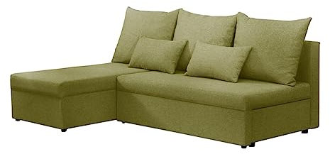 BROMARKT Ecksofa SERTA L-Form Schlafsofa Wohnlandschaft Links/Rechts Couch, Bettkasten,Schlaffunktion,viele Farbvarianten (Links, Rino 32 - Olivgrün, h80 x t141 x b200 cm)