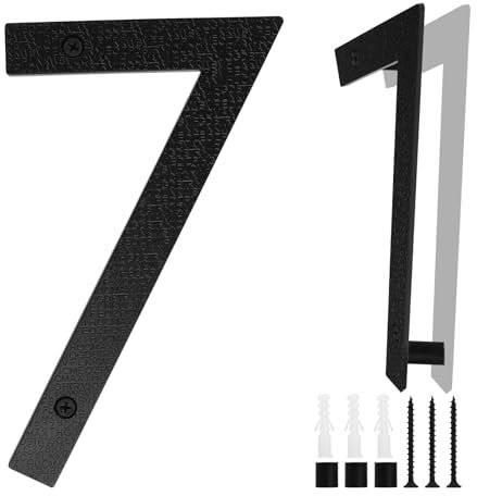 Numéro de Maison Grande Taille Noire, 20cm, Plaque Flottante de Numéro de Maison, Numéro de Rue/Porte en Plastique ABS Effet 3D pour Bureaux, Boîtes Aux Lettres, Garages (Numéro 7)