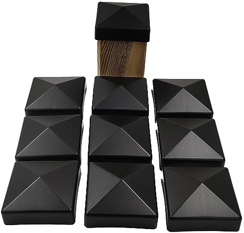 10 Stück Zaun Pfostenkappe 90 mm Pyramide Abdeckkappe schwarz für Pfosten 9 x 9 cm (UV stabilisiert/Made in Germany)