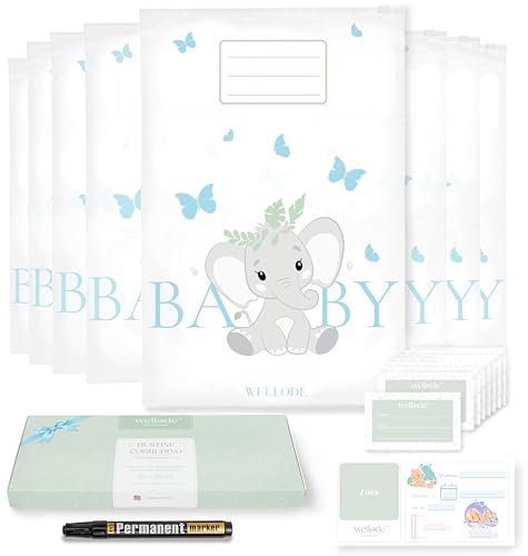 Wellode® 8 Bustine Corredino Neonato Ospedale - Sacchetti Cambio Neonato Riutilizzabili - Design e Qualità per il Tuo Piccolo - Idea Regalo per Future Mamme e Lista Nascita Bebè
