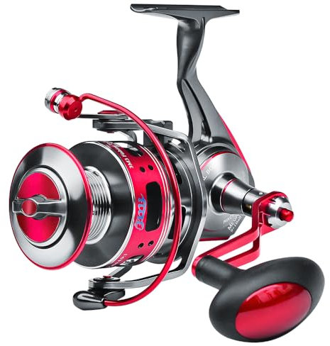 Angelrollen Spinnrolle – Vollmetall-Angelrolle Aluminiumspule Ozean Big Game Karpfen Salzwasser Angeln Spinnrollen Rot 6000