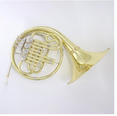 Waldhorn für Anfänger Einreihiges Waldhorn Mit 4 Klappen, Messing Lackierter Goldkorpus, B-Waldhorn Mit Zubehör