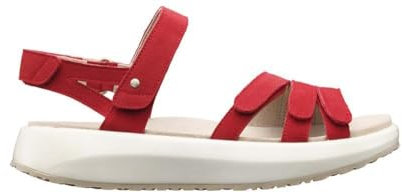 JOYA Merida Red, Sandalen für Damen aus Veloursleder mit Mikrofaserfutter, rot, 37