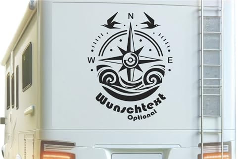 Windrose | Wohnmobile Wohnwagen Aufkleber | Camping Urlaub Auto & Mehr - Selbstklebend - Wandtattoo | Kompass