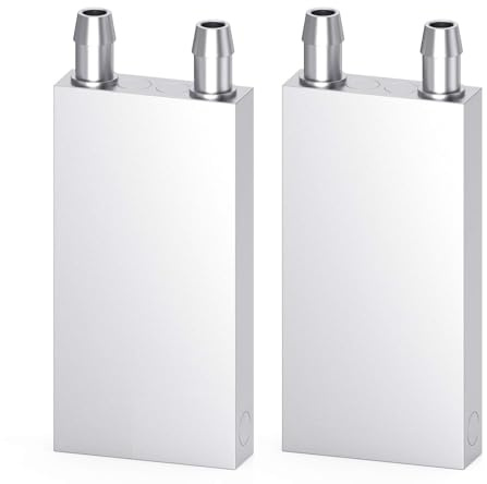 CLDIY Aluminium Wasserkühlblock, Flüssigkeitswasserkühler Kühlkörpersystem für PC Computer CPU Graphics Kühler Kühlkörper Endothermic Head Silber (40mm x 80mm x 12mm) 2 STÜCK