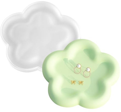 Tray Silicone Molds Large Resin Tray Molds Round Heart Flower Shape Plate Mold Irregular Organizer Casting Mold Epoxy Resin Moulds for Jewelry Storage DIY Art Craft Home Decor (Flower)