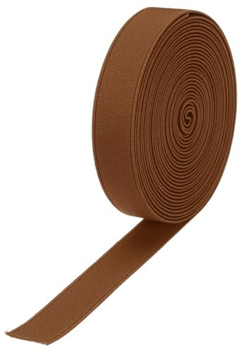 QUARKZMAN Elastikbänder zum Nähen 1,5 cm 5 Yard/15ft braunes Strickelastikum auf der Rolle hohe Elastizität für Perücken, Bund, Hosen