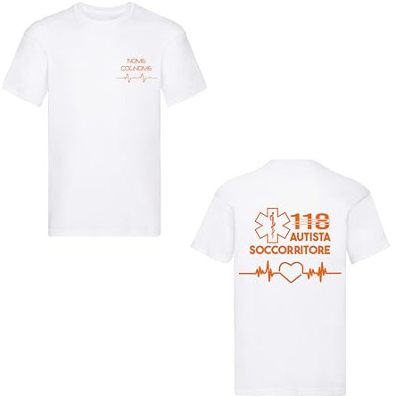 M-Italy T-Shirt Uomo & BAMBIN - Autista SOCCORRITORE 118 - Maglietta Super vestibilità Top qualità (IT, Testo, M, Regular, Regular, Bianco)