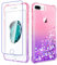 Pilaru Lovely Glitter Case for iPhone 8 Plus/7 Plus, iPhone 6s Plus/6 Plus Clear Liquid Heart Glitter Soft TPU Cover Transparent Girly Protective Phone Case for iPhone 8 Plus,Pink/Purple