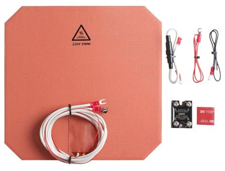 BCZAMD Anycubi i3 mega 3D Drucker Zubehör - AC 220V 350W 218×218mm Silikon Heizmatte: DIY Gummi-Heizmatte mit NTC 100K Thermistor Schnellheizung Kompatibel Mega S Pro AnetA8 A6 Aluminium Bauplatte