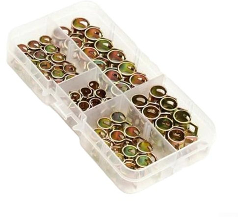 Farbige, verzinkte elastische Rohrschellen, 75 Stück, in verschiedenen Größen