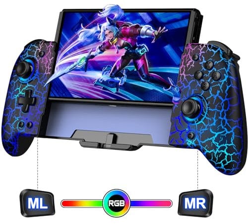 Immersive Programmable Wireless Switch Controller for Nintendo Switch/OLED, Nintendo Switch Controller with Hall Effect Joystick,Switch Pro Controller with Cool RGB,TUROB,Vibration,6-Axis Gyro,Wake-Up