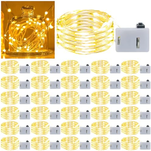 WIYETY 30 Stück LED Lichterkette: 2M Mini Lichterketten Batteriebetrieben, Wasserdichte Kupfer Drahtlichterkette für Party Weihnachten Halloweent Hochzeit Weihnachten Deko (Warm Weiß)