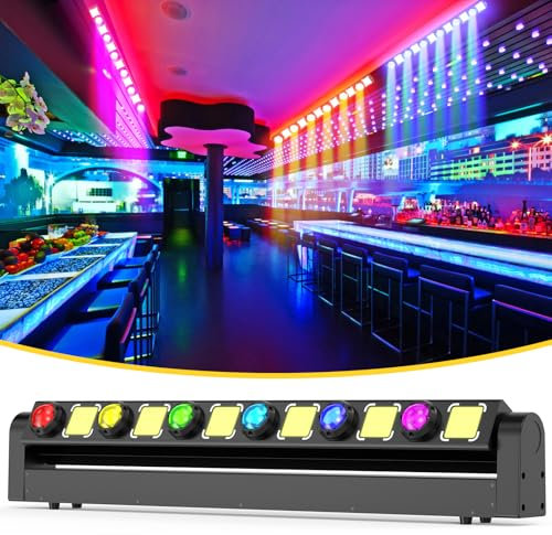 150W Wallwasher Barra de Luz 180° Cabeza Movil, Osusuent 12 LED RGBW Barra LED Discoteca Profesional dmx 512 Luces Escenario Iluminación Estroboscopica para DJ fiestas casa discoteca exterior