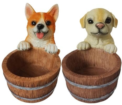 Corgi Statue Holding Candy Bowl | Desk Storage Statue - Animal Figurine for Kitchen Living Room Bedroom, Perfect for Key Fruit Sugar Jewel