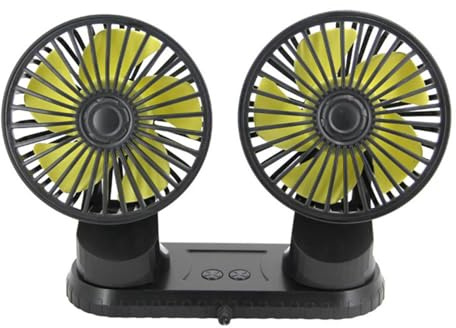 Generico Ventilatore a Doppia Testa da 12 Volt - Ventola cruscotto USB 24V | ventola mute a doppia testa | Aromaterapia integrata con circolazione 'aria a 3 velocità per camion, SUV, casa, auto di grand