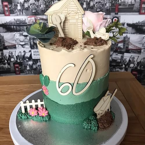 Gardening Theme Cake Topper Set, Shed, Spade, Shed, Watering Can, Wellington Boots, Retirement, Golden Birthday