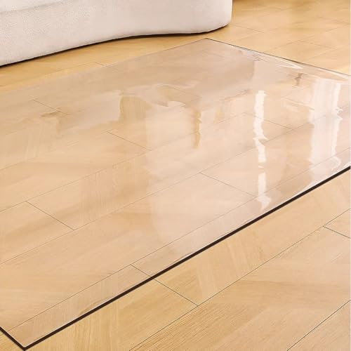 HEFJIAYCIQ Durchsichtiger Flächenteppich Für Harte Böden, wasserdichte, Langlebige PVC-Bodenbeläge, Für Wohnzimmer, Schlafzimmer, Küche, Esstisch, Büro,Clear 2.5mm,90x110cm