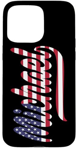 Hülle für iPhone 15 Pro Max Michael Name Amerikanische Flagge