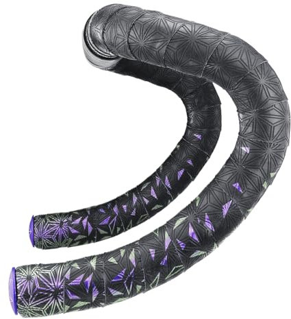 Supacaz Super Sticky Kush – Star Fade – rifrattore viola + spina viola – nastro per manubrio bicicletta bicicletta