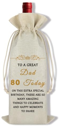 80th Birthday Gifts for Men Dad 80th Birthdays Wine Gift Bag 80 Year Old Birthday Gifts Ideas for Dad from Daughter Son Wine Bottle Bag 80 Birthdays Presents for Daddy