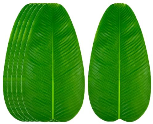 duoyif Feuilles Artificielles Feuille de Bananier Deco, 45x23,5cm 6Pièces Plante Feuilles Tropicale, Monstera Feuille Pour Hawaiian Jungle Beach Wedding Party Décorations De Table (Feuille Bananier d)