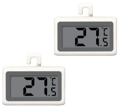 AiQInu 2 Pezzi Termometro Frigorifero Mini, Magnetico Termometro Digitale con Gancio, Campo di Misura -50°C a +70°C, Termometri Frigo Congelatore per Casa Ristoranti Bar