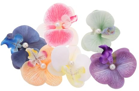 OUNONA 6 Stück Sommerstimmung Haarschmuck mit Farbenfrohen Seidenblumen Haarklammern und Perlen Tropische Hawaii Orchideen Haarnadeln für Strandurlaub und Fotoshooting