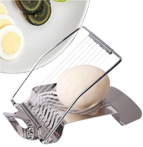 Stainless Steel Egg Slicer for Hard-Boiled Eggs – Versatile Kitchen Tool to Slice Strawberries, Bananas, Ham, Kiwi & Mushrooms – Effortless Breakfast, Salad & Charcuterie Prep – Durable, Easy-Clean