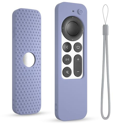 Silicone Case for Apple tv siri Remote 2021 2022 2023 Protective Cover for Apple 4k/hd tv Remote Controller Anti Sleeve with Lanyard(2nd/3nd gen) (Lavender Grey)