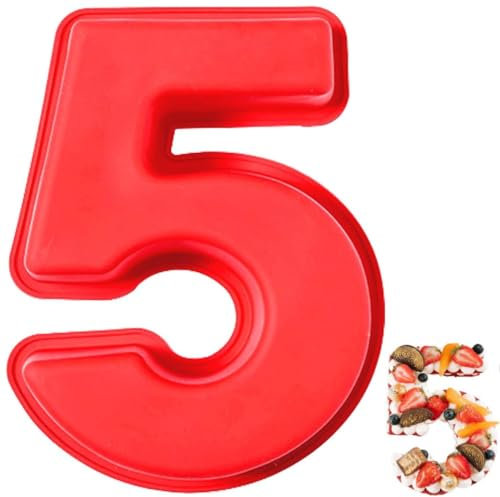 Voarge Stampo per torte in silicone, con numeri grandi, numero 3D, numero fai da te, per compleanno, per bambini, motivo: numeri, per realizzare torte per crema, matrimonio, compleanno (5)