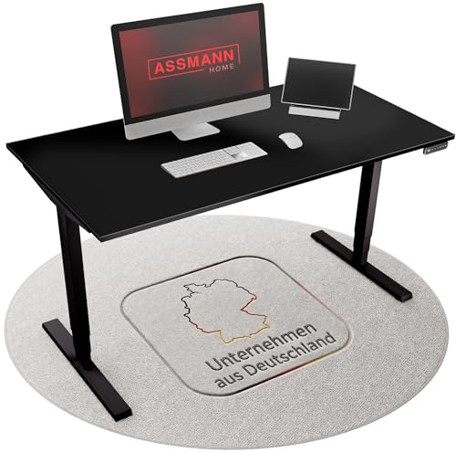 ASSMANN Höhenverstellbarer Schreibtisch elektrisch, 120x70cm, TÜV-geprüft | stufenlos verstellbar mit Aufprallschutz, ergonomischer Schreibtisch Made in Germany - Y-Line, Schwarz/Schwarz