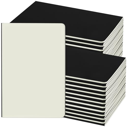 ZCZN Cahiers A5, Lot of 48 Blocs Carnet de Notes, Carnet de Voyage à Couverture Kraft Noir, Bloc Note Carnet Dessin, 60 Page(30 Feuillets) par Blocs Note Blanche