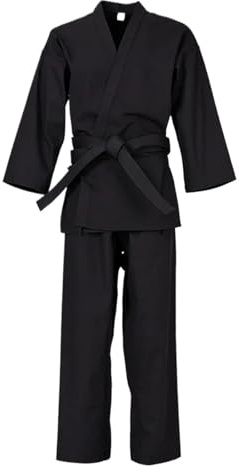 WUYXTO Kimono Jiu Jitsu Trajes de Judo Uniforme de Karate for niños y Adultos Uniforme de Artes Marciales Karate Gi for Estudiantes con cinturón para Hombres(Black,160)