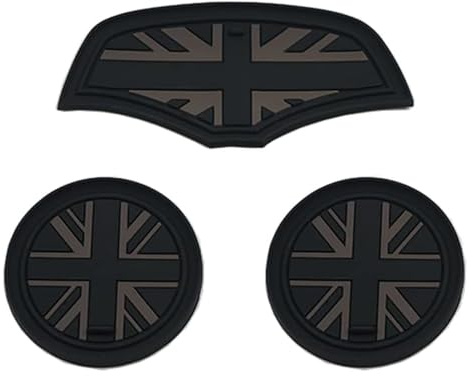 3Pcs British Style Silicone Cup Holder Coaster,Anti-Slip Car Mat for Compatible with Mini Hatchback&Clubman F55 F56 F60 Union Jack UK Flag Styles Non-Slip Cup Shock-proof Cups Insert Accessories,Gray