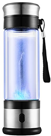 Hydrogen Rich Water Bottle with Rope Portable Hydrogen Water Generator Ionizer PEM And SPE Technology Make Hydrogen Content Up To 900-1200 PPB Sport Glass Water Bottle 350Ml