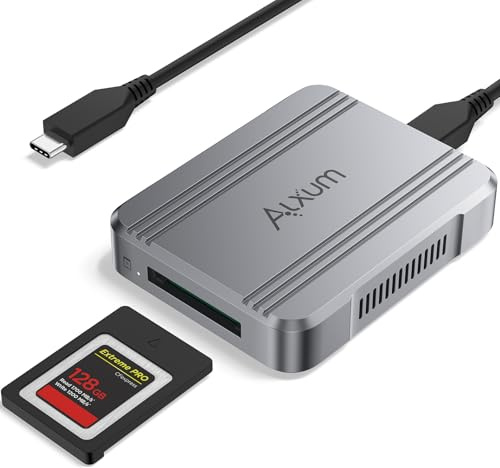 Alxum 40Gbps CFexpress Typ B Kartenleser mit Hot-Swap & Plug & Play | Hot-Swap Unterstützung Alu-Gehäuse LED-Status Windows, macOS, iPadOS, Android, Linux Ideal für Fotografen & Content Creator