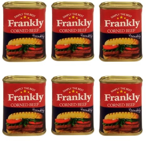 Frankly Corned Beef 340g Tender, Savoury Canned Beef for Sandwiches, Salads & Home-Style Recipes Ready to Eat Pantry Essential Assorted Pack Sizes (Pack of 6)