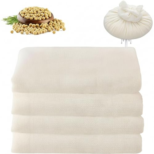Reusable Cheese Cloths for Straining,Muslin Cloths for Cooking,4 piece Set | 50x50cm Unbleached Muslin Fabric for straining Nut Milk, Yoghurt, Jam & Cooking