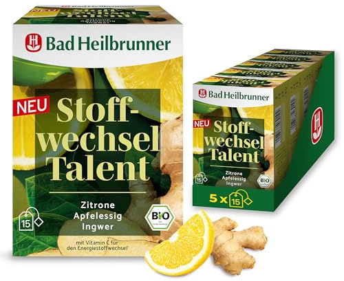 Bad Heilbrunner Bio Stoffwechseltalent – mit Filterbeutel – aromatischer Kräutertee mit Vitamin C – mild-säuerliches Aroma mit feiner Schärfe (5 x 15 Filterbeutel)