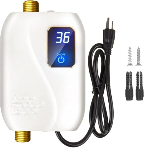 Chauffe-Eau Électrique Sans Réservoir 3500W,220V Chauffe-Eau Électrique Sous Évier, Avec Écran Numérique,Ballon Eau Chaude,Pour Cuisine,Salle De Bain,Économe Et Sûr (Blanc)