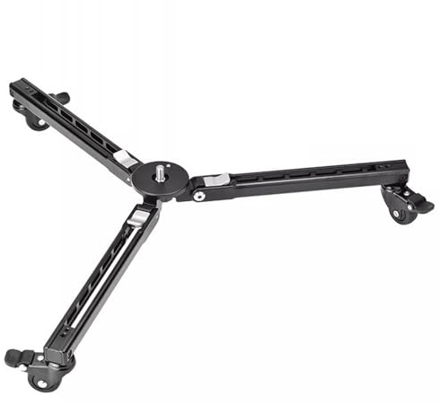 Camera Dolly, Heavy Duty Rolling Stand, 110 Lbs Capacity, Rubber Wheels, 3/8 Screws, Portable Aluminum Tripod Base for Action Photography