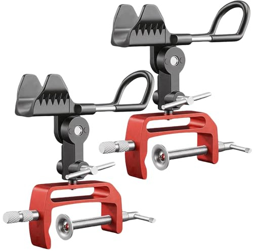 Angelrutenhalter, 2PCS Rutenhalter für Boote Angelruten Halterung Aluminium | 360° Verstellbar Angelständer mit Vergrößertem Clip Universal für Fischerboote Geländer Yachten Ufergeländer Angelgeschenk