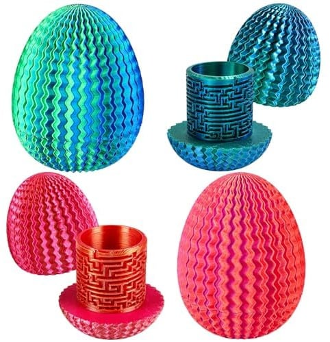 2Pcs Rätselbox, Puzzle Egg with Maze Design for Creative Play, 3D Printed Annoying Gift Box for Money Gift with Orange and Green Colours, Two Piece Gift Box for Enthusiasts