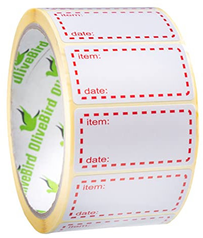 OliveBird 500 x Gefrieretiketten auf Rolle, Selbstklebend Haushaltsetiketten, Größe 50x25mm Datum Etiketten - Rot