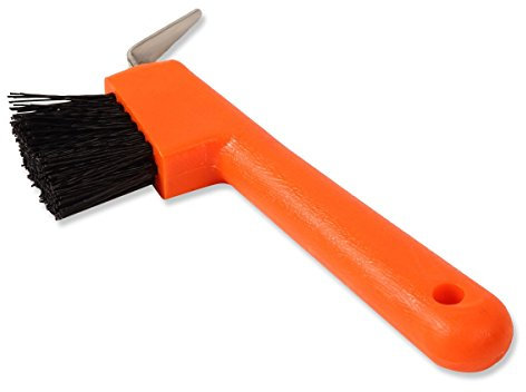 Shires EZI-GROOM Hoof Pick/Brush Orange