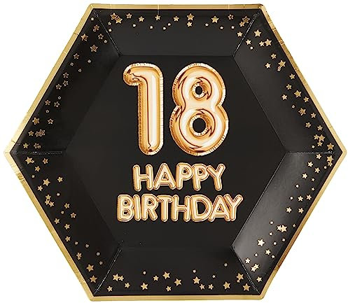 Neviti 773093 Glitz & Glamour - Plate - Large - Black & Gold - Age 18 Paper