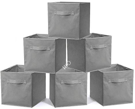BRIAN & DANY Foldable Storage Cube Basket Bin, Set of 6, Gray, 31 x 31 x 31 cm