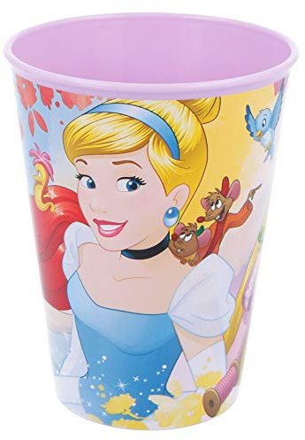 Bicchiere in Plastica per Bambini con Grafica Disney Princess da 260 ml, Riutlizzabile e Lavabile, senza BPA, non adatto al microonde